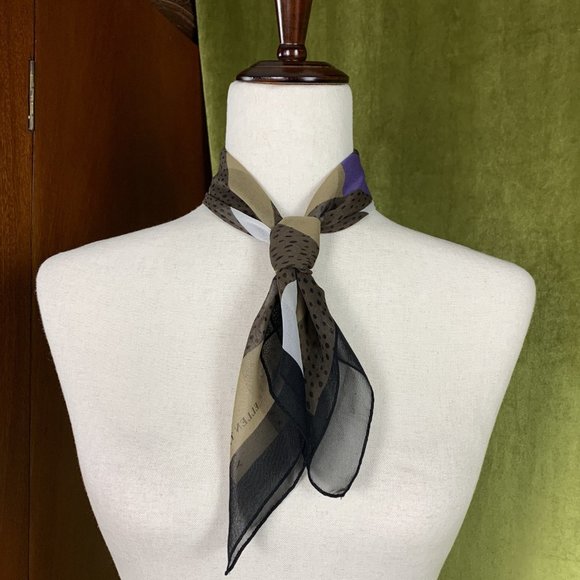 Vintage Ellen Tracy Sheer Silk Square Scarf - Picture 4 of 6